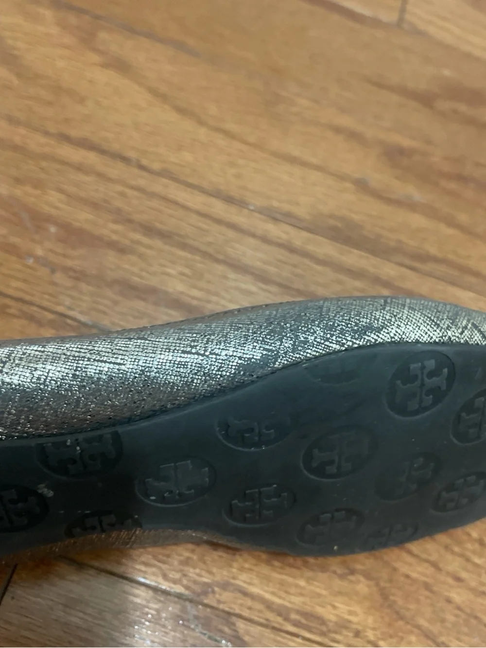 Tory Burch Reva Ballet Flats Gold  Logo Medallion Metal Size 9M M Pre Owned